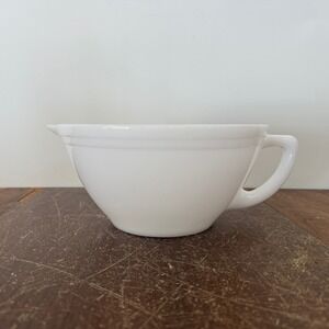 Vintage Federal Glass White Milk Glass Batter Bowl with Handle and Spout